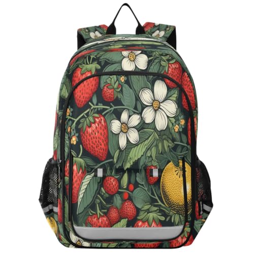 Sac à dos scolaire fraise rouge pour enfants et adolescents idéal pour l'école