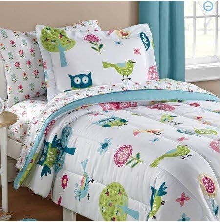 Dovedote 5 Piece Reversible Comforter and Matching Sheet Set for All Seasons, Twin, Woodland