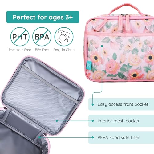 Image of Wildkin JumpOff Jo Insulated Lunch Box - Keeps Food Hot or Cold, BPA-Free with Mesh Pockets & Easy-Clean Lining - Ideal for School, Travel & Daycare - Floral Watercolor
