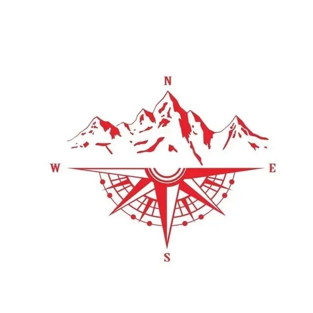 Truck Side Hood Stickers Mountain Adventure Compass Car Sticker Adornment Vinyl Decals(Red)