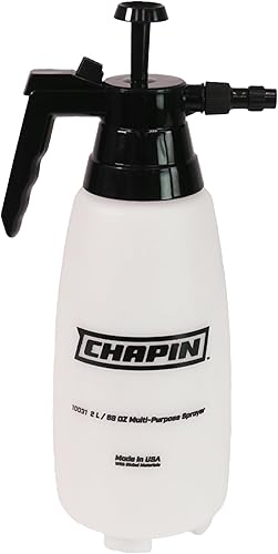 Chapin 10031 - Pulverizador manual para jardín de 2 litros0.52 galones con boquilla de latón ajustable, gatillo de pulgar con función de bloqueo,