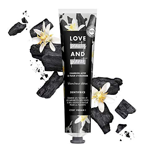 Love Beauty & Planet Dentifrice Blancheur Vegan Detox, Charbon Actif et Fleur d'Oranger, Formule Biodégradable Certifié Vegan 75ml