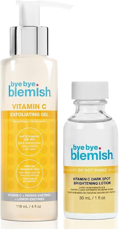 Bye Bye Blemish Conjunto com loção facial e gel esfoliante com vitamina C