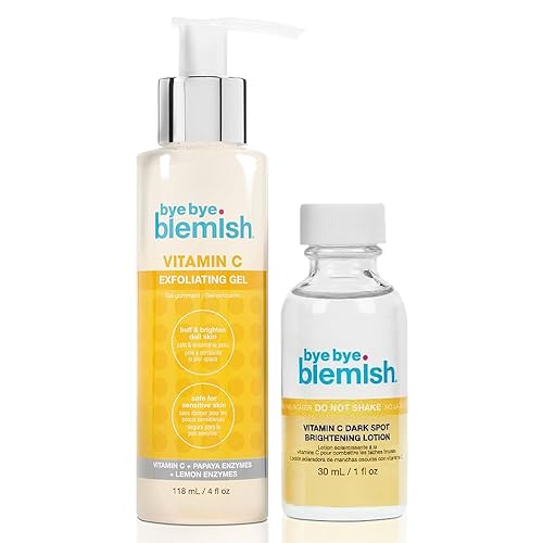 Bye Bye Blemish Vit C Loción de manchas oscuras y gel exfoliante de vitamina C para aclarar la piel y eliminar imperfecciones