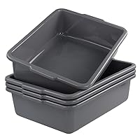 Vista 10 de Kiddream Bandeja de autobús comercial de 13 litros, caja de plástico para lavado de restaurante, juego de 4, color negro