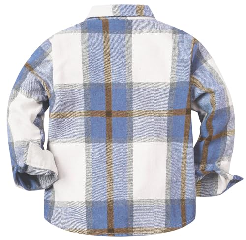 Image of Cromoncent Mens Boys Thick Flannel Shirt Long Sleeve Shirt Jacket Casual Button Down Multi Pockets Shacket