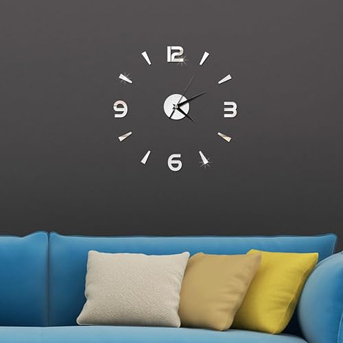 Miniatura 9 de Adhesivo de reloj de pared sin marco, gran espejo acrílico moderno, kit de reloj para decoración de hogar, sala de estar, dormitorio, oficina,