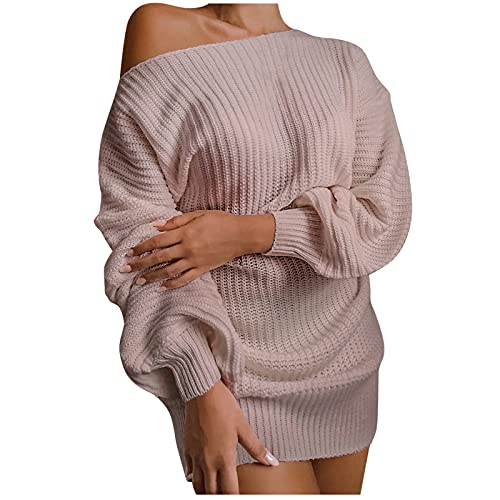 Robe décontractée épaules dénudées et manches longues robe mi-saison