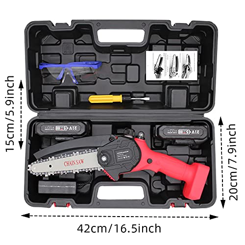 Pafieo Akku Kettensäge 6 Zoll, Mini Kettensäge mit Akku, mit 2 Batterien, 2 Ketten und Sicherheitsschloss, Akku… – Bild 7