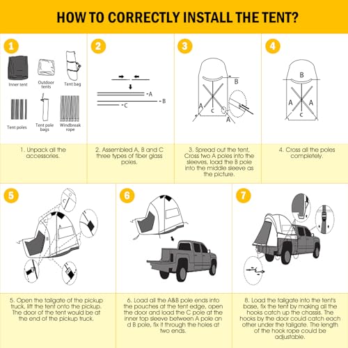 Pickup Truck Tent for 5-5.2 FT Bed