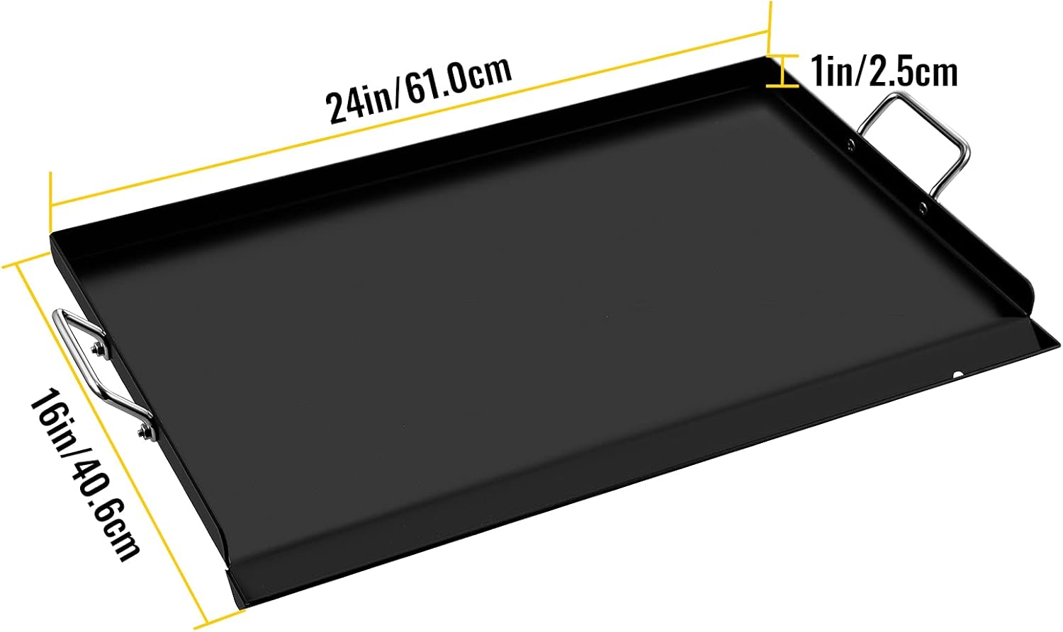 VEVOR Carbon Steel Griddle, 16" x 24" Griddle Flat Top Plate, Griddle for BBQ Charcoal/Gas Gril with 2 Handles, Rectangular Flat Top Grill with Extra Drain Hole for Tailgating and Parties : Everything Else