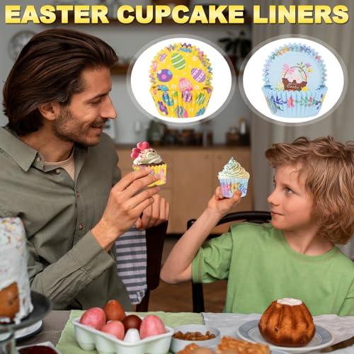 Image of 600 Pack Easter Cupcake Liners Baking Cups Standard Size Muffin Liners for Easter Spring Birthday Party Candy Cake Decorations Supplies(12 Styles)