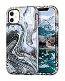 CASEFIV Compatible with iPhone 11 Case,Marble Pattern 3 in 1 Heavy Duty Shockproof Full Body Rugged Hard PC+Soft Silicone Drop Protective Women Girls Cover for iPhone 11 6.1 inch, Golden Sands/Black
