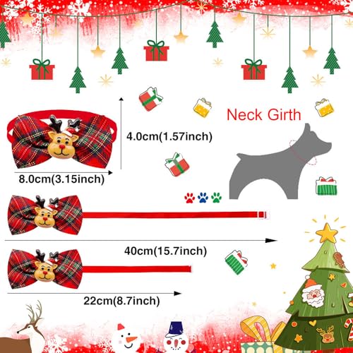 Bekecidi 6 Pack weihnachtliche Hundefliegen, Katzenhalsband Schneemann Weihnachtsbaum Elchmuster Fliegen für Hunde Katzen Haustiere Weihnachtsfest Dekorationszubehör