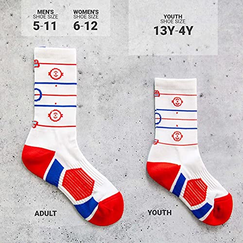 Image of ChalkTalkSPORTS Hockey Socks - Cushioned Mid-Calf Crew - Ice Rink | Moisture-Wicking Performance Blend, Athletic Hockey Gear, Stay-Up Technology, Arch Support, Breathable, Boys and Men