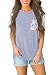 Uideazone Teen Girls Floral Striped Short Sleeve Shirt Cute Graphic Tee Blue