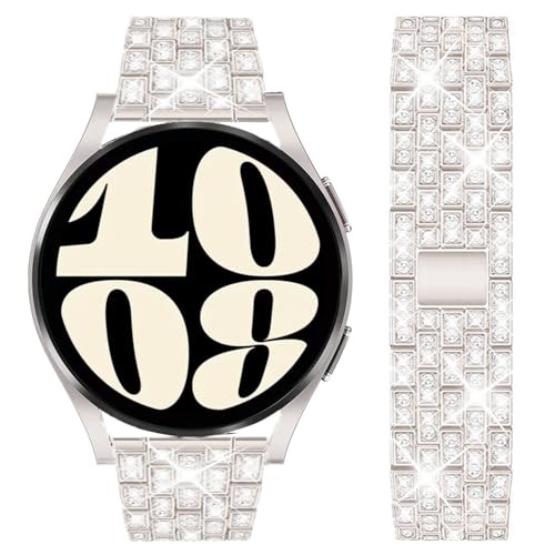 DEALELE Correa compatible con Samsung Galaxy Watch 7 / FE / 6/6 Classic / 5/5 Pro / 4/4 Classic / 3 41 mm, 20 mm Bling Diamond Metal Bandas de repuesto para Huawei GT3 / GT2 42 mm para mujeres y