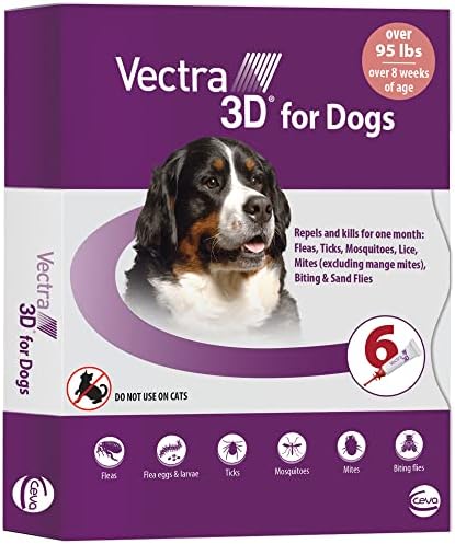 Vectra 3D for Dogs Flea, Tick & Mosquito Treatment & Prevention for Extra Large Dogs (over 95 lbs) , 6 month supply