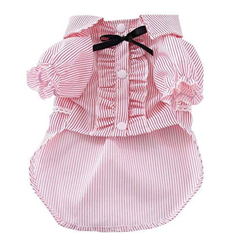 SDLJKSNF Clothes for Pets Dog Striped Autumn Winter Clothes Bow Pet Dogs Coat Jackets Princess Pets Clothing
