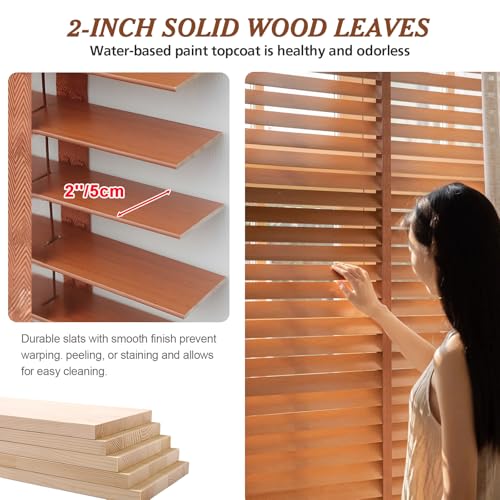 2" Slats Wood Blinds for Indoor Windows, Custom Wood Window Blinds, Wooden Venetian Horizontal Blinds & Shades for Indoor Windows, Office, Living Room, Bedroom