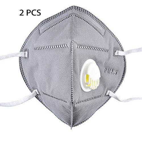 Preisvergleich Produktbild ChHalS KN95 Unisex-Schutzmaske mit Atemventil, beschlagfrei, antibakteriell, 2 Stück