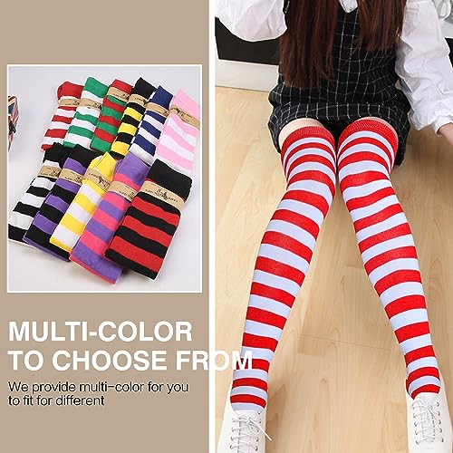 Image of Raylarnia Women's Extra Long Opaque Striped Over Knee High Stockings Socks