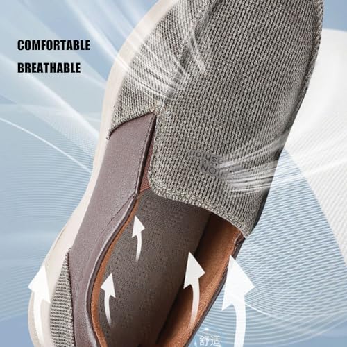 Mens Canvas Arch Support Walking Loafers Casual Lightweight Breathable Soft Sole Slip-on Orthopedic Hiking Sneakers Comfort Non-Slip Outdoor Casual Shoes3