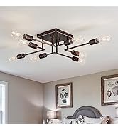 ASGYISA 8-Lights Semi Flush Mount Ceiling Light Fixture， Vintage Bronze Matte Sputnik Chandelier ...