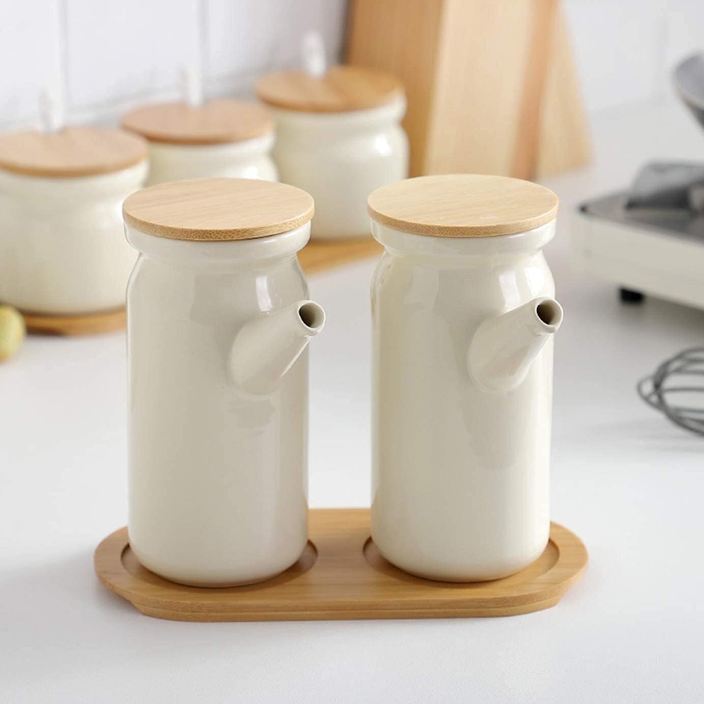 Olive Oil Bottle or Vinegar Bottle Drizzler Olive Oil Dispenser Bottle for Kitchen 500ml-Home Essentials Ceramic Oil and Vinegar Dispenser Bottles with Cork STO