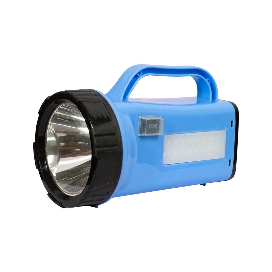 LED Torch Light | 6000mAh Lithium-Ion Battery | 75W High Power Long Range Flashlight | Dual Light (Front + Side LED) | Type-C Charging | 10H Backup | 2-Way Switch | Outdoor & Emergency Use (Blue)-image-35