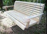 Ecommersify Inc 5 Ft USA Made Cypress Roll Back Porch Swing with Swing-Mate™ Comfort Springs and Cup