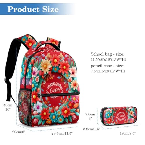 Sac à dos de jour ergonomique pour adolescents, ensemble cartable et trousse de rangement - 2