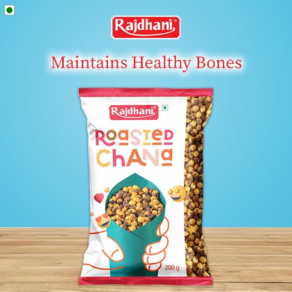 Image of Rajdhani Roasted Chana 200g | Without Skin | High Protein Snack | Healthy Roasted Chana Whole | Ready-to-Eat | Fibre Rich & Gluten Free