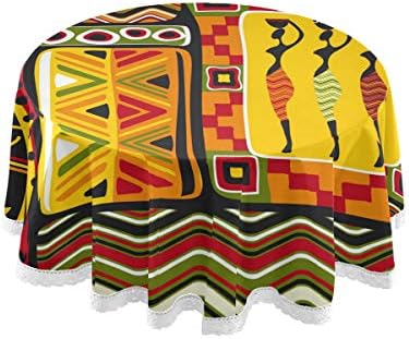 AUUXVA Table Cloth African Women Geometric Print 60 inch Round Table Cover Dust-Proof Tablecloth Tabletop Protectors Decorative for Kitchen, Home, Dining Desk, Party
