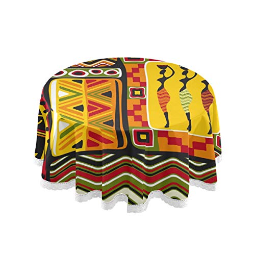 Auuxva Table Cloth African Women Geometric Print 60 Inch Round Table Cover Dust-Proof Tablecloth Tabletop Protectors Decorative For Kitchen, Home, Dining Desk, Party #TOP3