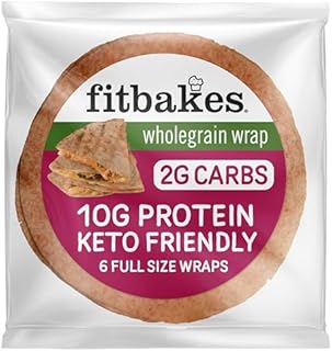 Fitbakes 2g Carbs Wholegrain Keto Tortilla Wraps, 6x40g Full Size Keto Wraps, 10g Protein Wraps, Keto Bread, Low Carb Wrap for Low Carb Snacks, Keto Snack, Protein Bread, Keto Food UK, Low Carb Bread