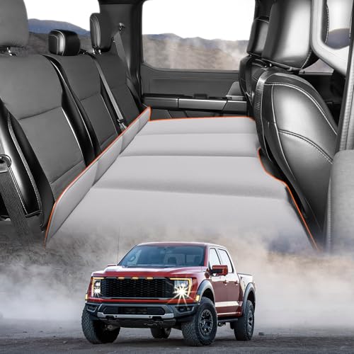 Backseat Truck Bed for Ford F-150, Truck Camping Bed Platform | Folding Mattress, Eco-Friendly Flocking Portable Travel Platform, No-Inflation Foldable Backseat Mattress, Camping Sleeping Gear, Gray