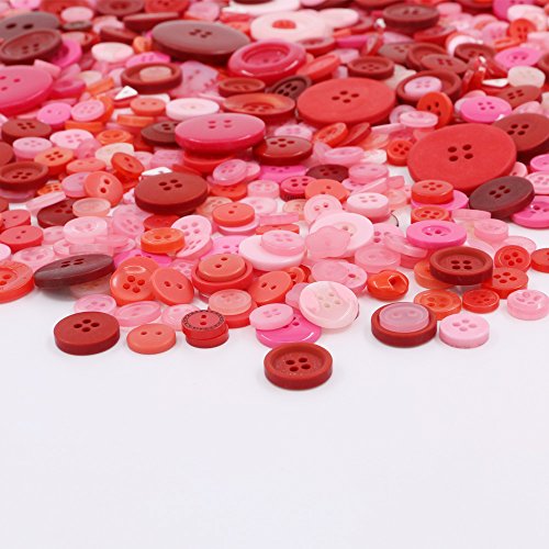 Rustark 650Pcs Red Series Resin Buttons Favorite Findings Basic Buttons 2 And 4 Holes Craft Buttons For Arts, Diy Crafts, Decoration, Sewing - Sizes Range From 0.28 To 1.18 Inch (Red Line) #TOP2