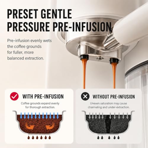 Cafetera automática de espresso para principiantes con depósito de leche integrado y vapor 5