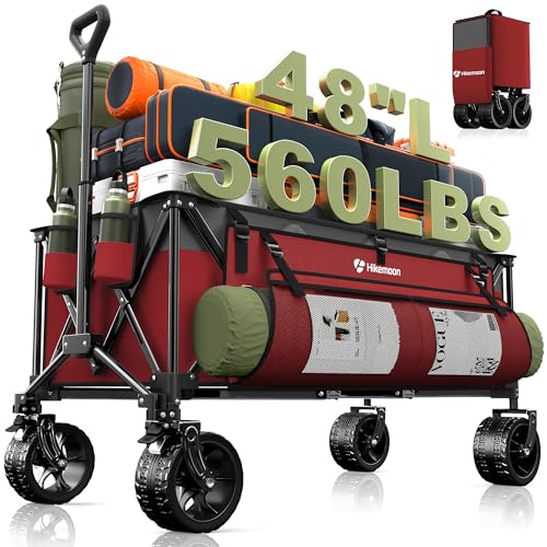 HIKEMOON 48'' Extra Large Collapsible Wagon, Big Wheels, 300L Blue & Grey by HIKEMOON - Used condition - US$89.13