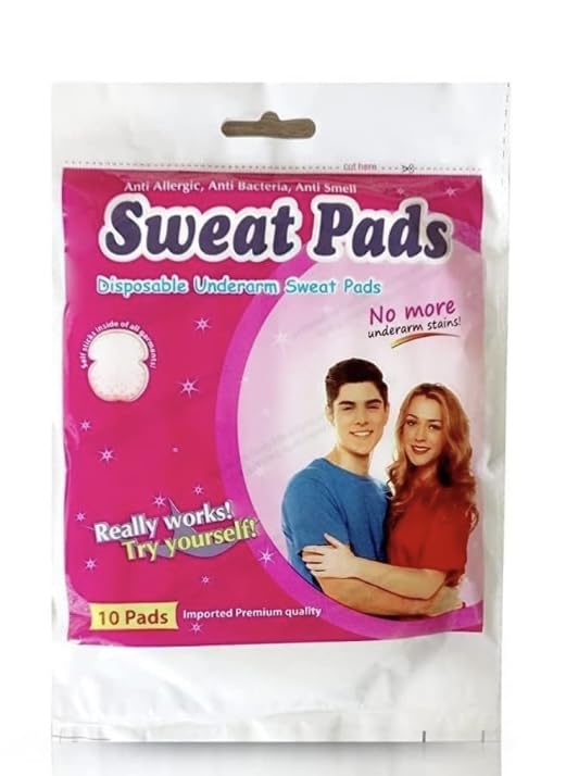 Disposable Underarm Sweat Pads, Anti Allergic, Anti Odour, 10 Pads Per Pack