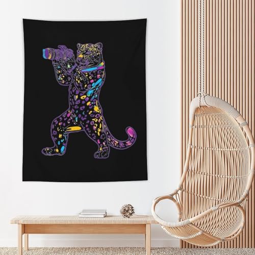 Tapiz colgante vertical con leopardo, arte alegre para tu sala de estar 5