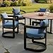 DAYAOUTDOOR Outdoor Dining Chair Set of 4, Aluminum Patio Chairs with Armrests, Round Outdoor Dining Chairs for 4, Metal Dining Chair Set, Modern Outdoor Dining Chairs in All Seasons, Blue