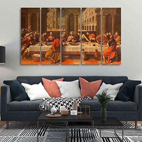 Image of VIBECRAFTS Supper of Christ in Church Chiesa Dei Santi Five Pieces Wall Painting For Home|Office|Living Room|Gift (PTVC5Pcs4 8590)