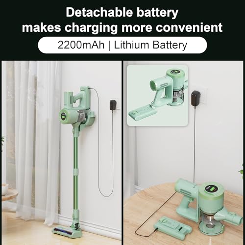 Image of BUTY BULU Cordless Vacuum Cleaner, Handheld Stick2200mAh Rechargeable Battery 30KPa Lightweight Small Vac Electirc Broom, 40Mins Runtime for Home Hard Floor Carpet Pet Hair Cleaning, LED Screen
