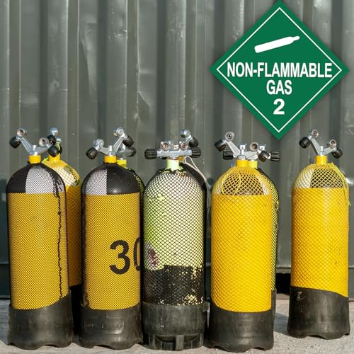 Image of 25 Pcs 2.2 Non-Flammable Gas Placard Stickers, 10.75 inch x 10.75 inch Removable Non-Flammable Gas Hazard Labels Self-Adhesive Vinyl for Short-Term Applications