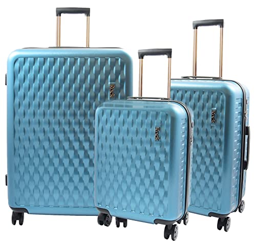 Valise légère rigide 8 roues A1 FASHION GOODS bleu, set de 3 bagages à roulettes résistant