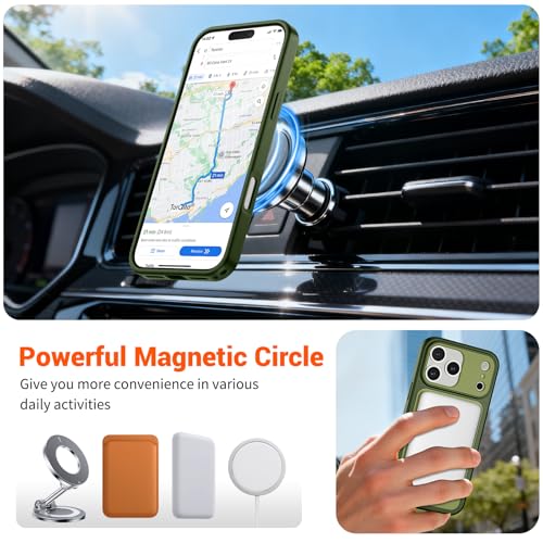 Image of SUPFINE Magnetic for iPhone 17 Pro Case Cangling Green | (Compatible with MagSafe)(Military Grade Drop Protection)(Camera Protection)Translucent Matte Phone Cover