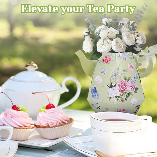 12 PCS Floral Tea Party Favor Boxes Bags,Tea Party Table Decoration vase,Princess Tea Party Decorations for Women,Tea Party Supplies Treat Bags for Floral Tea Themed Birthday Party Baby Shower