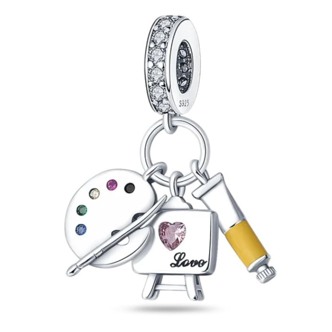 Abalorio paleta pintor de plata en caja de regalo para collares y pulseras 8
